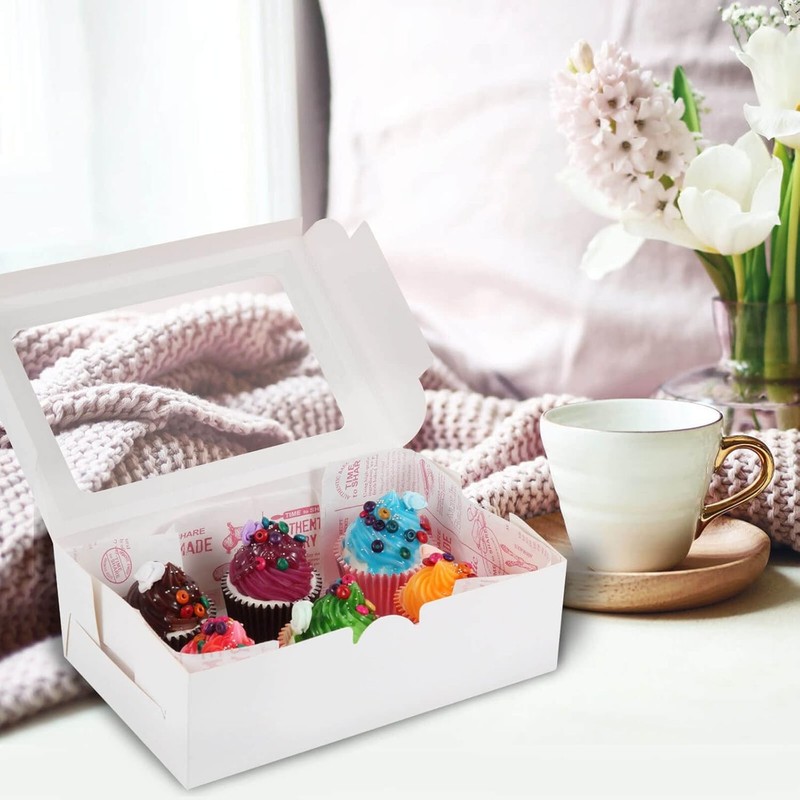 50 Pack White Bakery Boxes with Window 9x6x3 Inch for Pastry Dessert Pies gallery