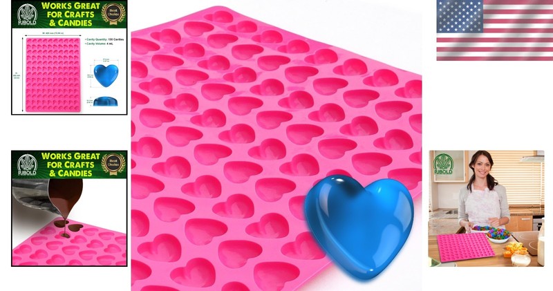 Versatile Pink Heart Silicone Mold - Oven Safe for Candies & Cupcake Toppers gallery