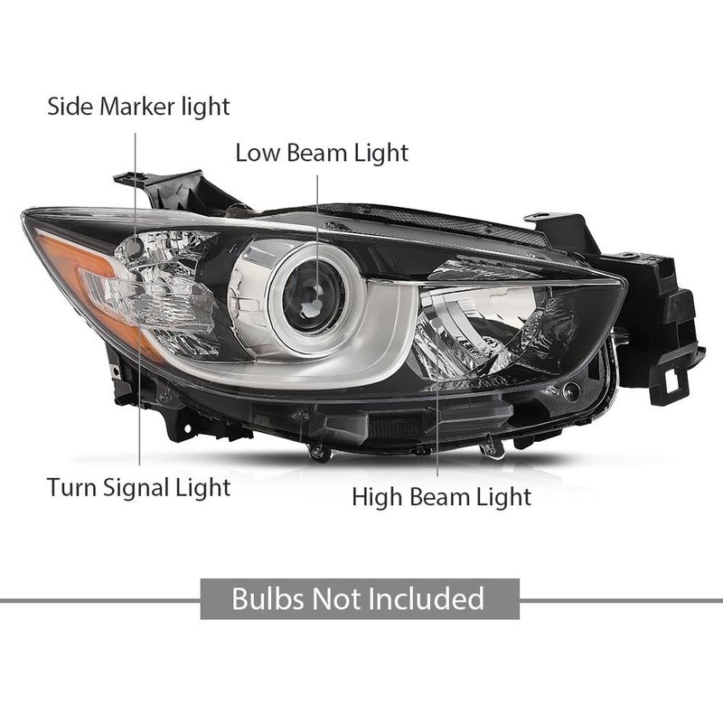 Halogen Projector Headlights LH+RH Set Mazda CX-5 2013-2016 Clear Chrome Amber gallery