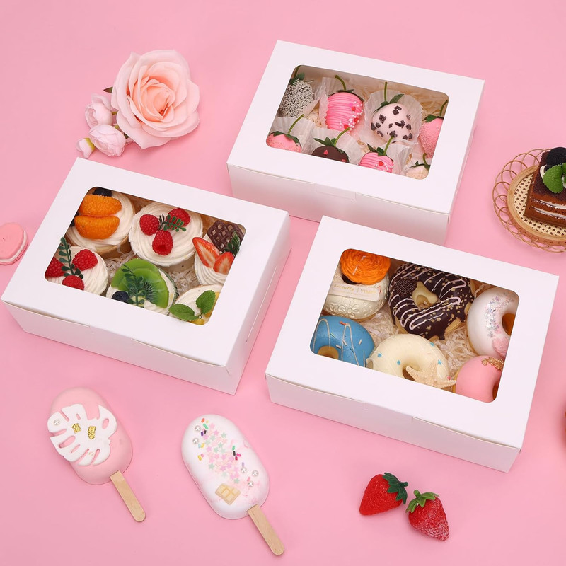 TOMNK 12pcs 8x6x2.5 Inches Bakery Boxes with Window, Cookie Boxes for Chocolate gallery