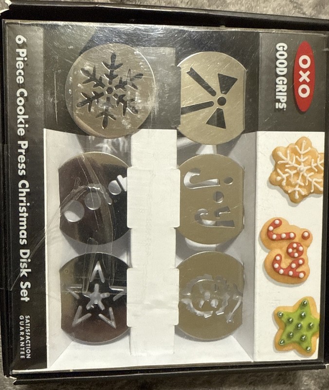 OXO Good Grips 6 Piece Cookie Press Christmas Disk Set New In Box