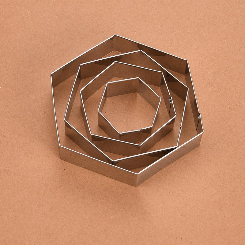 Regular Hexagon Cookie Cutter Set Large Stainless Steel Honeycomb Geometric Fram gallery