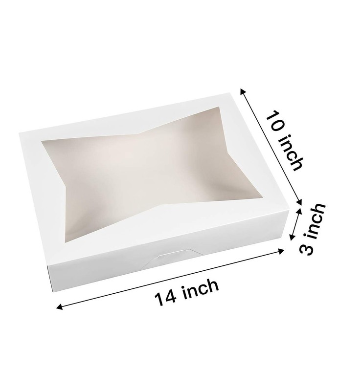 [15-Pack] 14 x10 x 3inch White Lock Corner Window Bakery Cookie Boxes, Large ... gallery