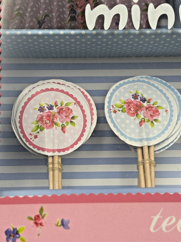 Miniamo Tea Time Cupcake Kit 24 Baking Liners 24 Toppers Picks Floral Tea Party gallery