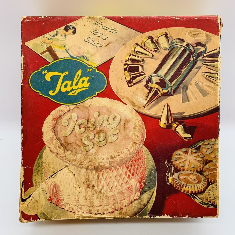 Vintage Tala Icing Set #1730 Syringe 12 Tubes Icing Book + 2 Piping Bags