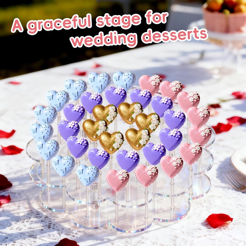 Flower Shape Acrylic Lollipop Stand 36 Holes Cake Pop Holder Clear Rack gallery