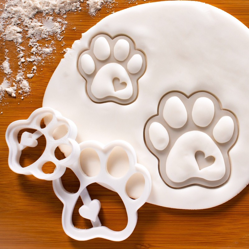 Set of 2 Cute Paw Cookie Cutters (Small & Large) – dog treats birthday adoption