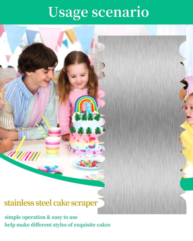 Cake Scraper Smoother Decorating Kit 8.6 Inch Metal Bench Scraper Stainless gallery