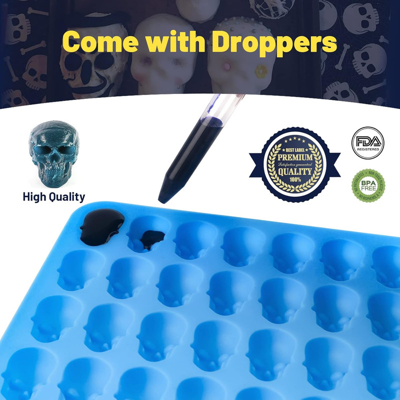 4Pcs Gummy Skull Chocolate Molds, Gummy Skull Candy Molds, Non-Stick Silicone Ca gallery