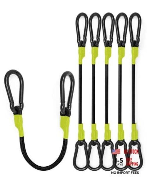 8 Pcs Heavy Duty Carabiner Bungee Cord – 24 Inch – Black – Outdoor