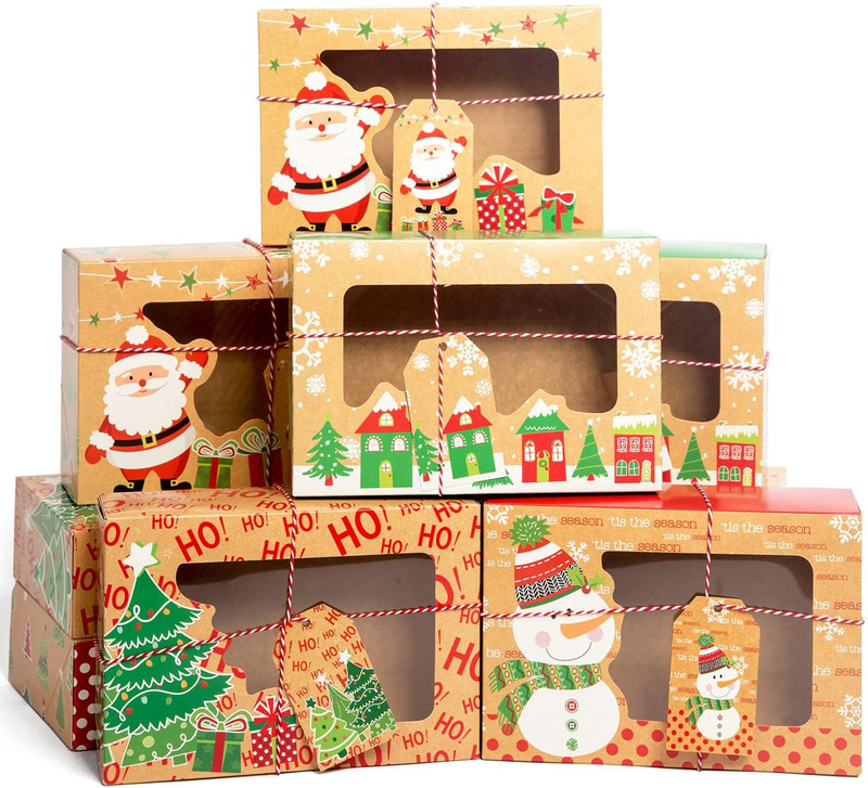 12 Pcs Christmas Cookie Boxes with Window, Christmas Bakery Treat Boxes for Gift gallery