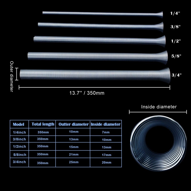 PHITUODA 10 Pack Spring Tube Bender Set 1/4"-3/4" for Copper, Aluminum, Steel Pi gallery