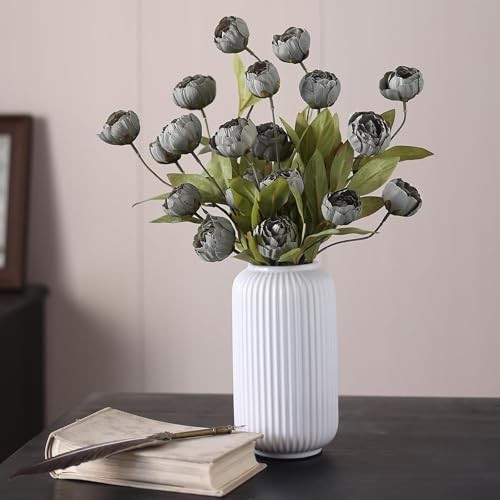 Pcs Faux Silk Peony Artificial Flowers for Vase -27", Bulk Fake 6 Dark Gray gallery