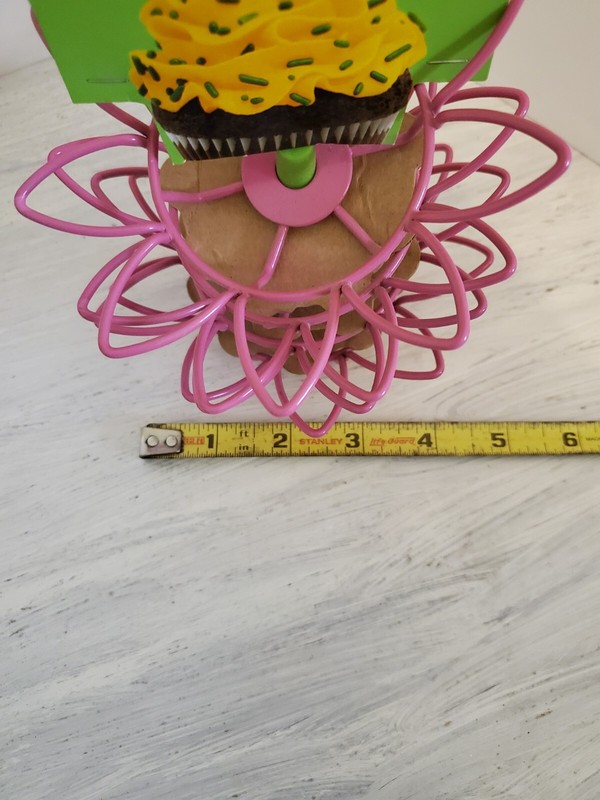World Market Cupcake Display Stands Holders Pink Daisy Flower Set of 4 Birthday gallery