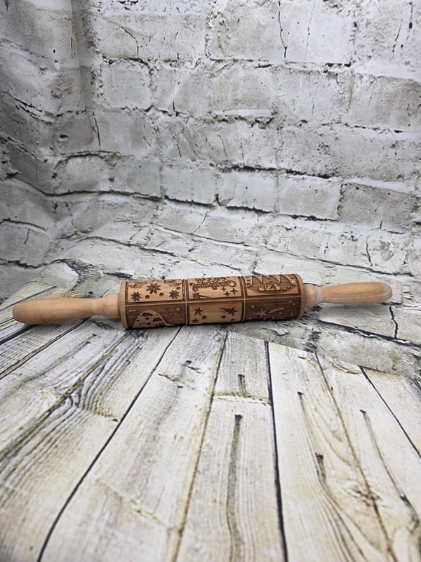Nativity Embossed Dough Roller Engraved Wooden Rolling Pin Carved Molds Cookies