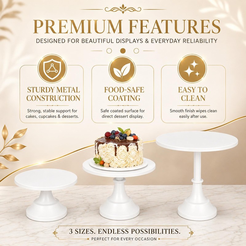 3 Pack Metal Cake Stand, 8 10 12 Inch Tiered Display gallery