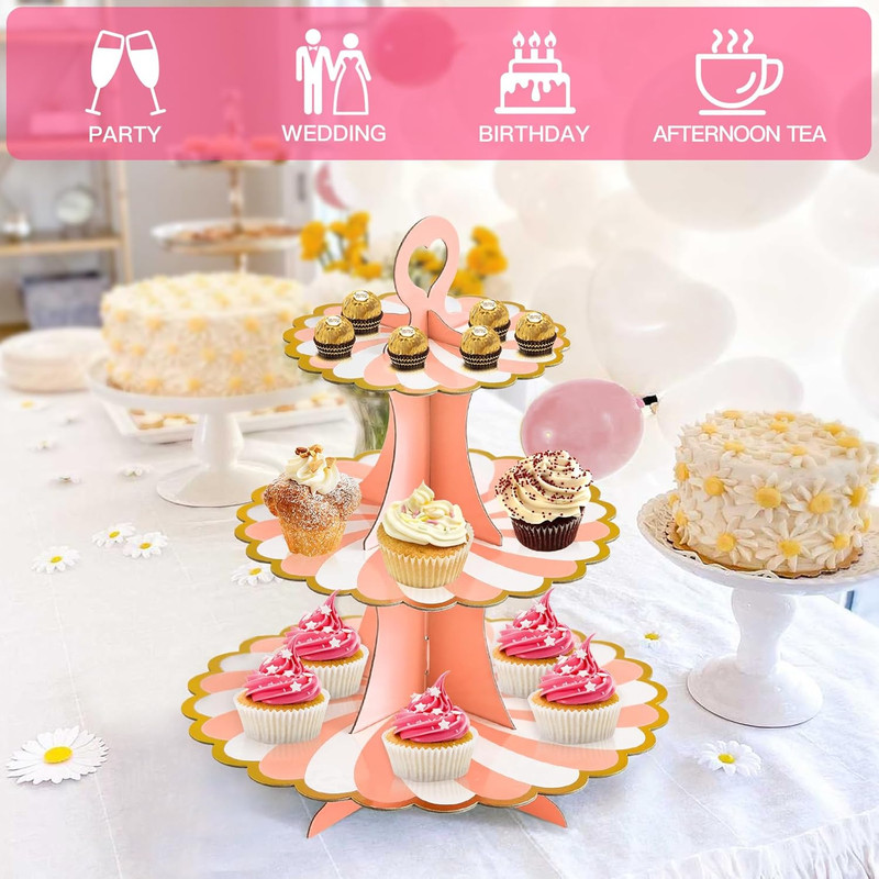 3-Tier Cupcake Stand, Cardboard Cupcake Tower, Dessert Cup Cake Stand Tower for gallery