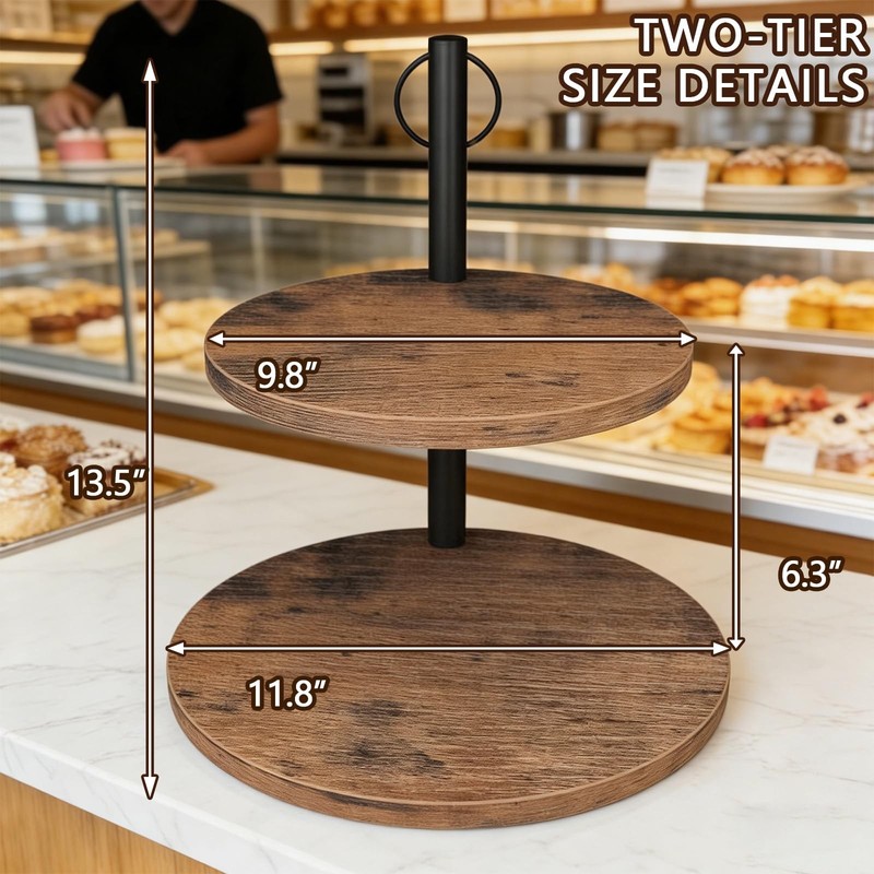 Cupcake Stand, Rustic Wood 2 Tier Cake Stand, Tiered Tray Stand gallery