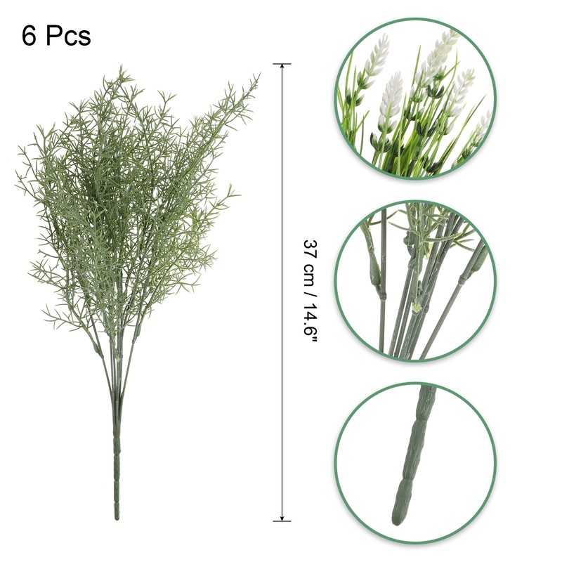 6Pcs Artificial Grass Plants, 14.6" Plastic Fake Tall Grass Greenery, Green gallery