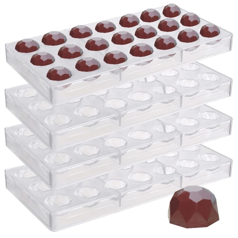 4 Pack 84 Grids Polycarbonate Chocolate Molds Candy Making Tray Molds for Sweets