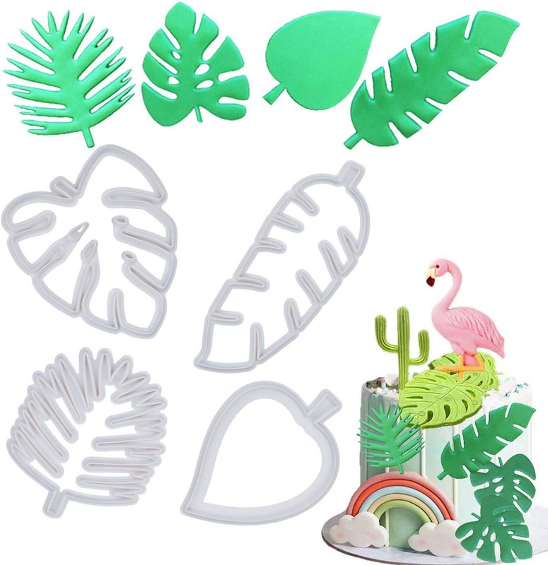 Tropical Leaf Cookie Cutter – Hawaiian Palm Leaves Fondant Cutters Set for Gum P