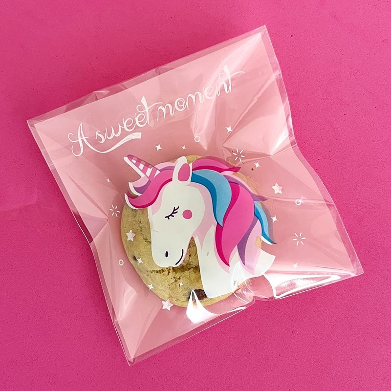 Transparent Self-Adhesive 4" x 4" Candy and Cookie Bags, Favor Treat Bags for... gallery