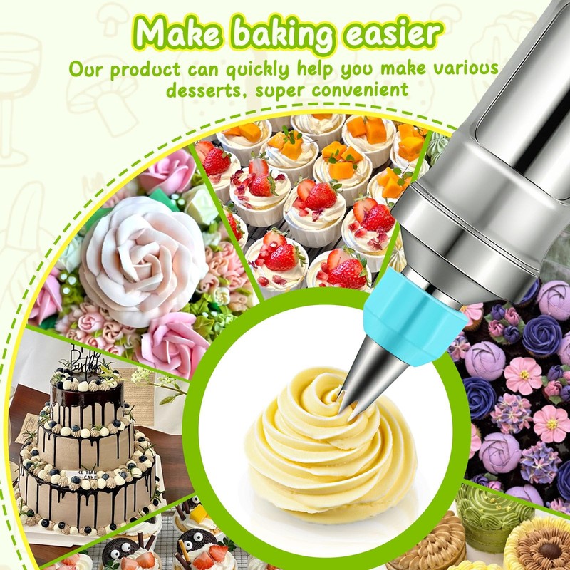 Dessert Decorating Syringe Set, Stainless Steel Frosting Piping Kit with 6 Pi... gallery