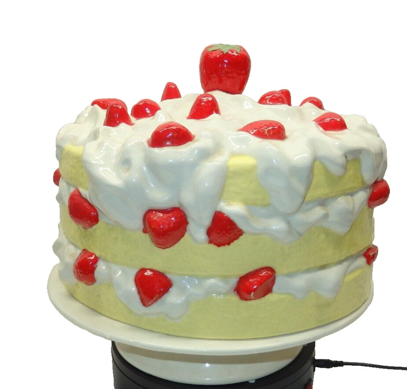 Vintage Strawberry Shortcake Ceramic Pedestal Footed Cake Plate Dome Cover