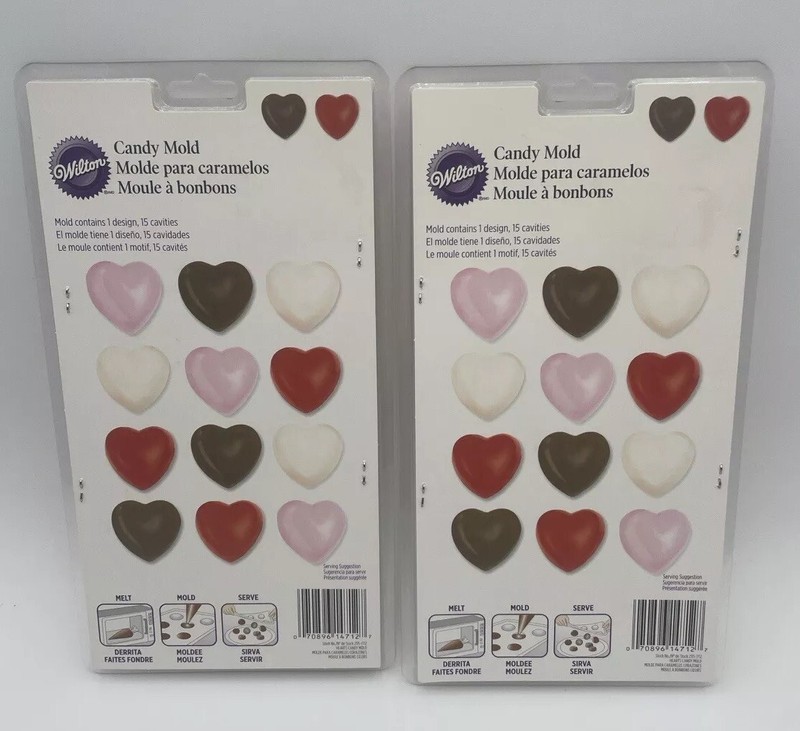 Wilton 15 Cavity Hearts Candy Mold, #2115-1712 – Melt Mold Love Lot of 2