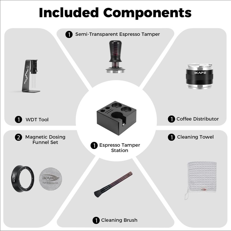 IKAPE 53MM Black Espresso Tool Set 8 IN 1, Coffee Tamper, 53MM, gallery