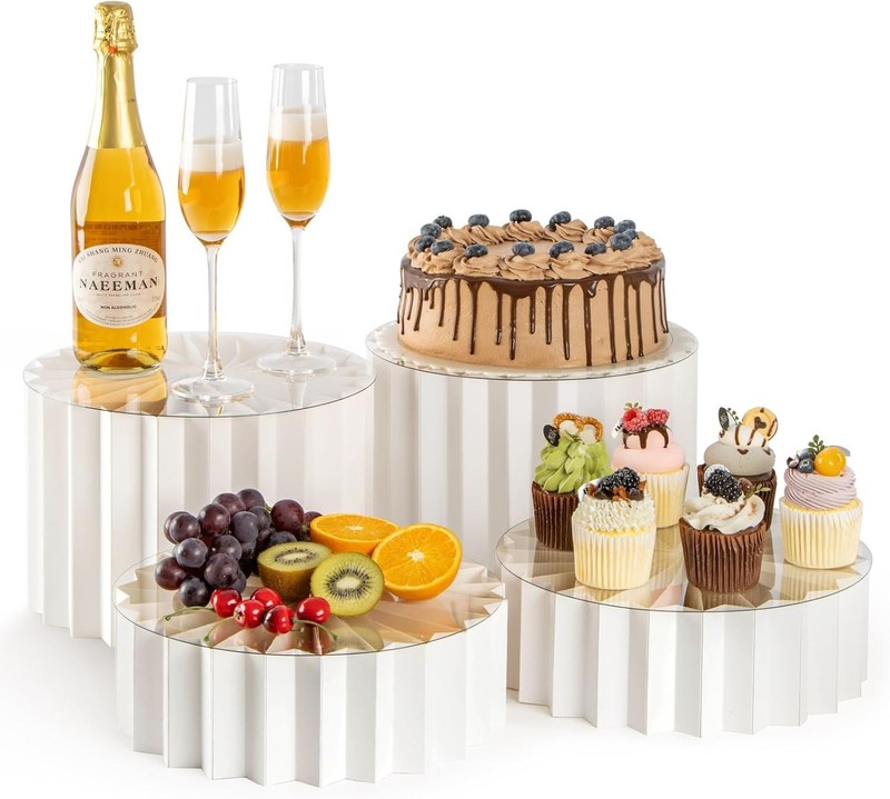 4 Pack Buffet Risers Foldable Food Display Risers for Party Cake Cupcake Stands
