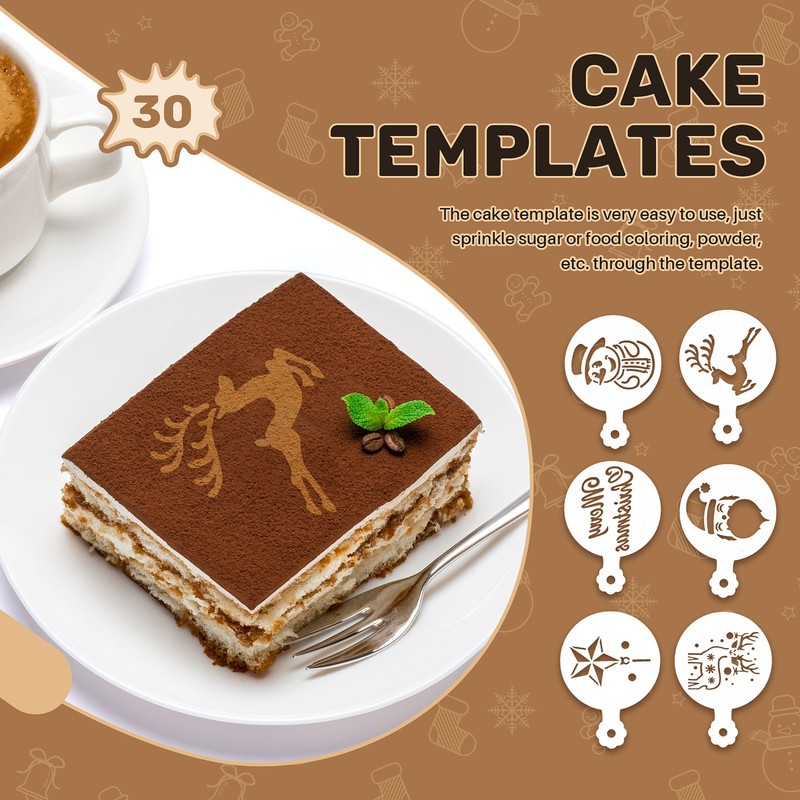 30 Pieces Cookie Stencils Cake Templates Coffee Stencils Reusable Painting8328 gallery