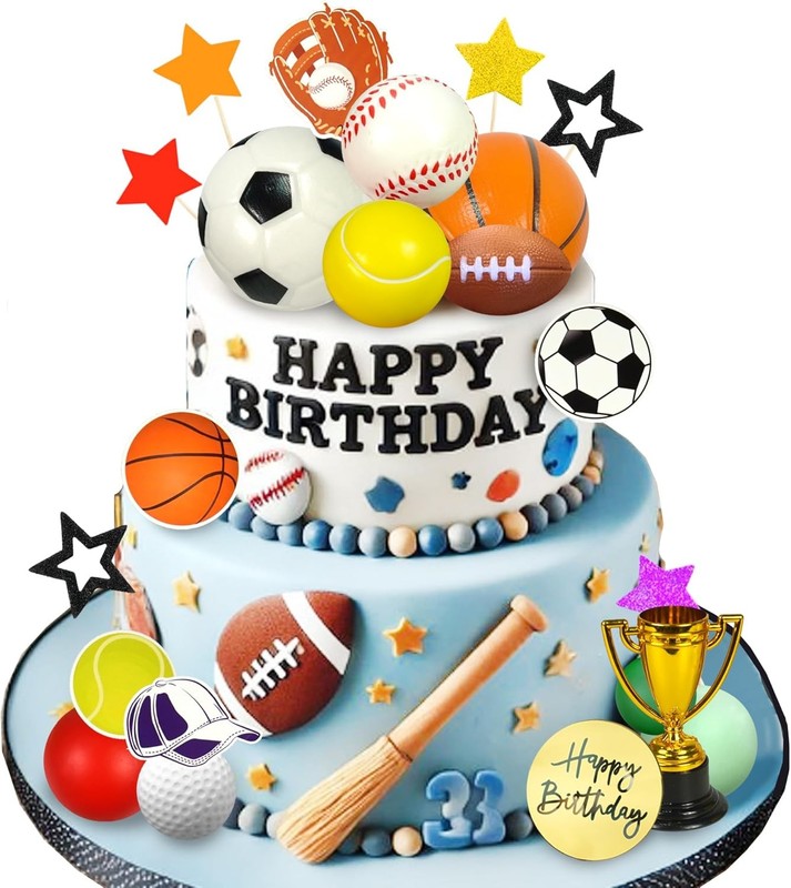 Sports Cake Toppers Sports Cake Decoration with Soccer Football Baseball