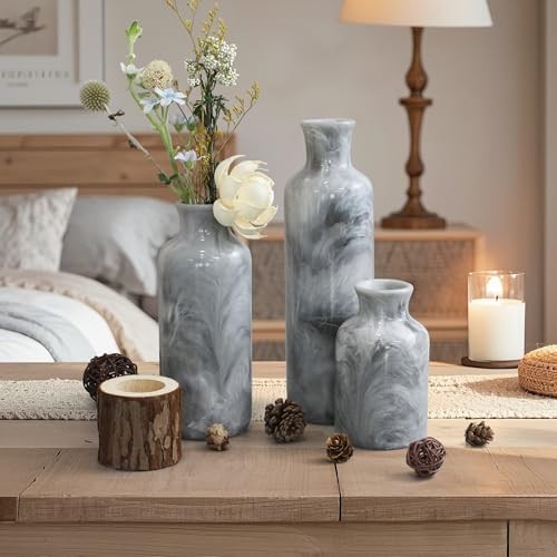 Resin 3 Piece Vase Set, Farmhouse Decor, Home Decorative Vase, Vases for Gray gallery
