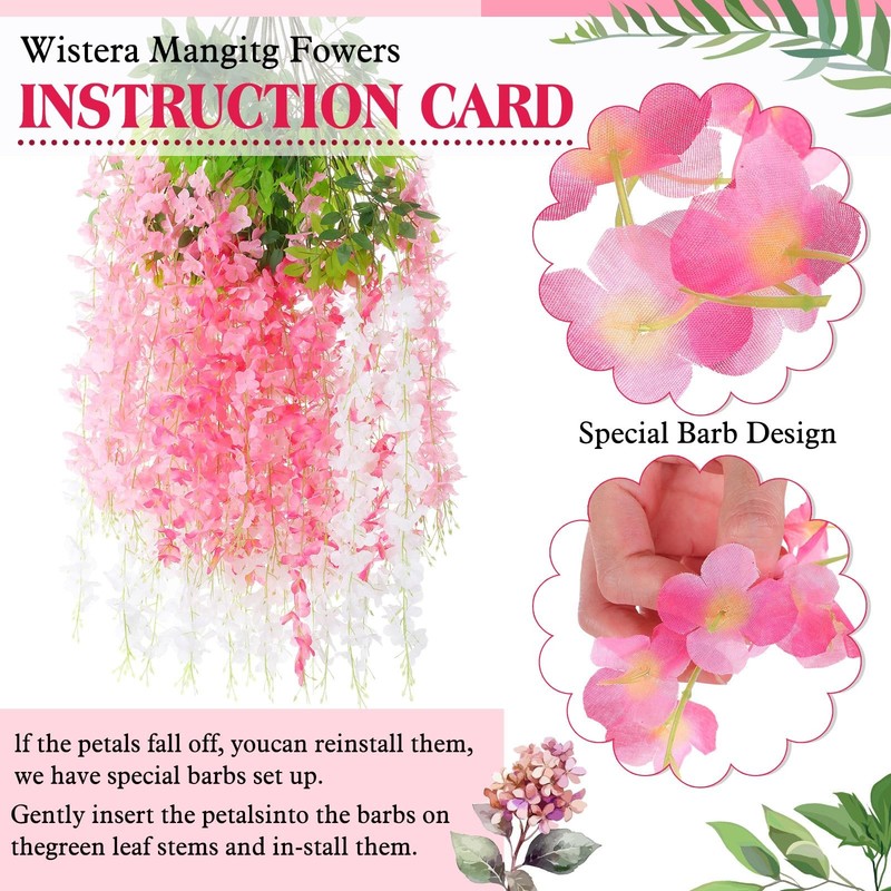 Thiccywoov 36 Pcs Wisteria Hanging Flowers 3.6 Feet Artificial Fake Wisteria gallery