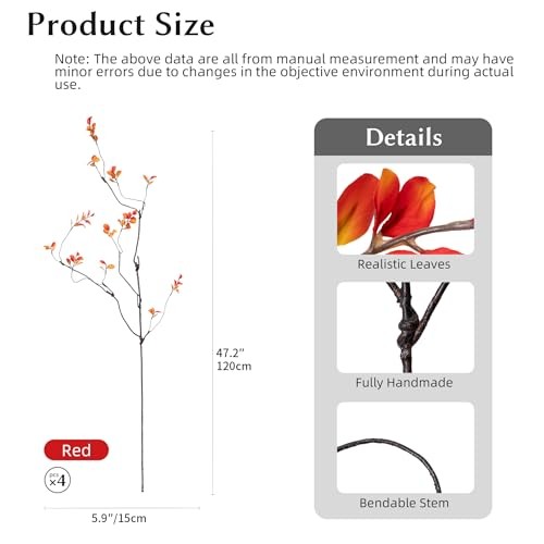 Artificial Ficus Branches 47.2" Artificial Eucalyptus Stems 47.2"orange 4pcs gallery