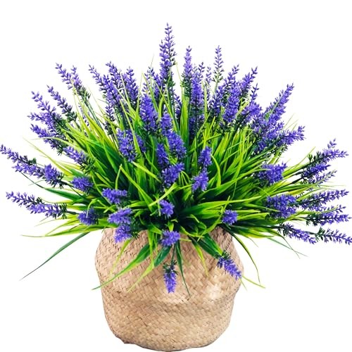 Pcs Artificial Outdoor Flowers UV Resistant Lavender Fake Greenery 22 Purple gallery