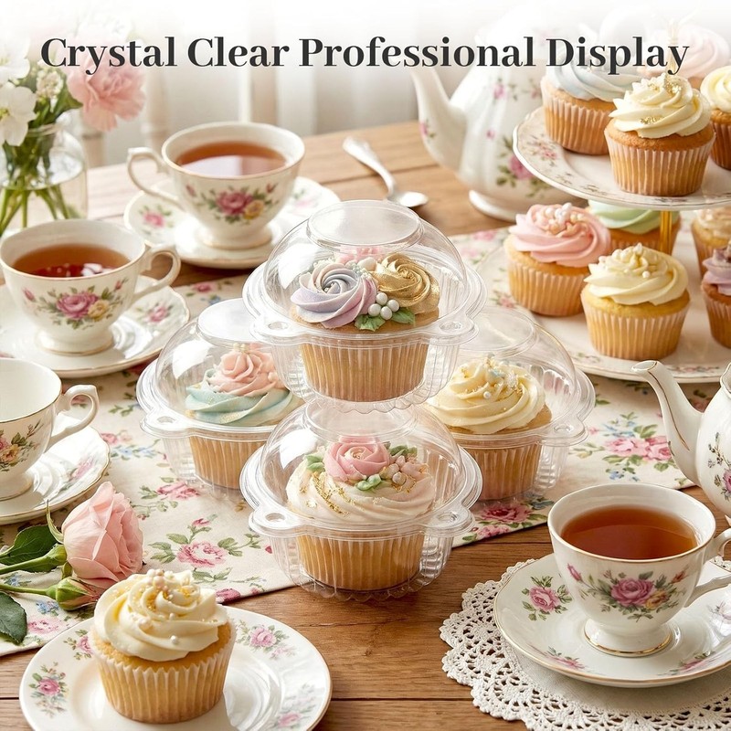 Individual Plastic Cupcake Containers with Lid 50Pack 4.3 x 3.2 Inches Cupcake gallery