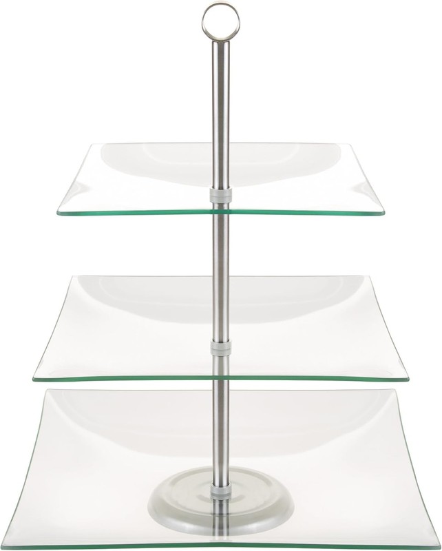 Dessert Stand 3 Tier Square Glass Buffet Food Service Display Tray Clear gallery