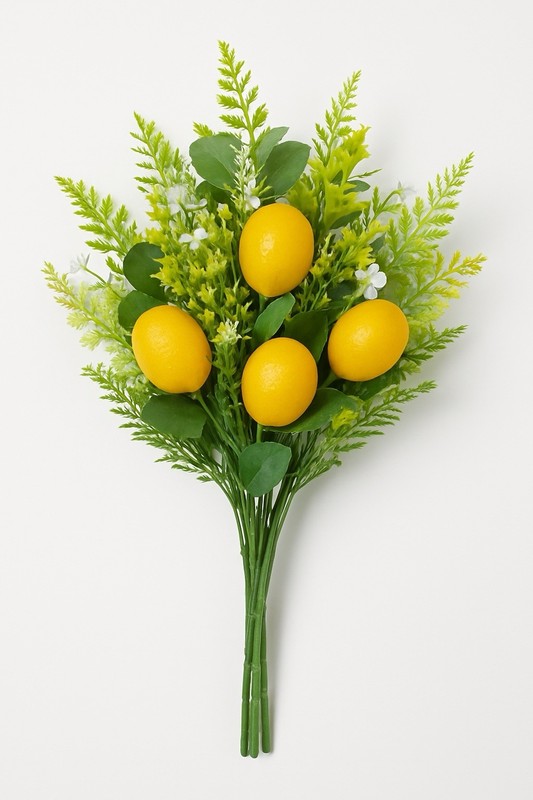 Artificial Lemon Flower Bouquet, 6pcs Faux Greenery Stems with Yellow Lemons gallery