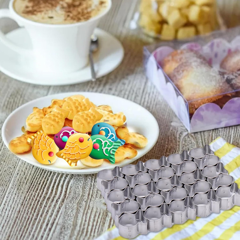 Gold Fish Cracker Cutter,25 Cavity Fish Cookie Cutter,Mini Gold Fish Shapes Mold gallery