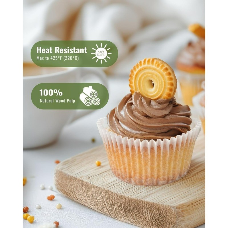 Standard White Cupcake Liners Baking Natural Muffin Liners Non-Stick Non-Slip gallery
