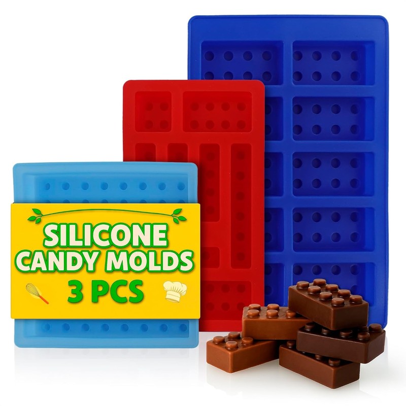 3 Pcs Silicone Chocolate Molds – Building Brick Mold Silicone Non-Stick