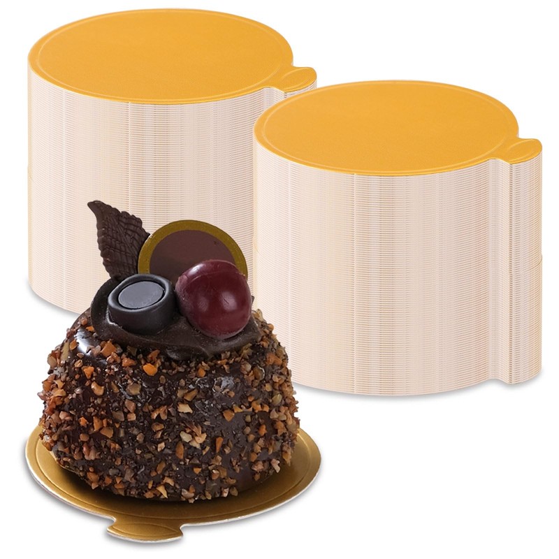 200 PCS Bulk Mini Gold Cake Boards Dessert Pastry Cupcake Round 3.15 Inch