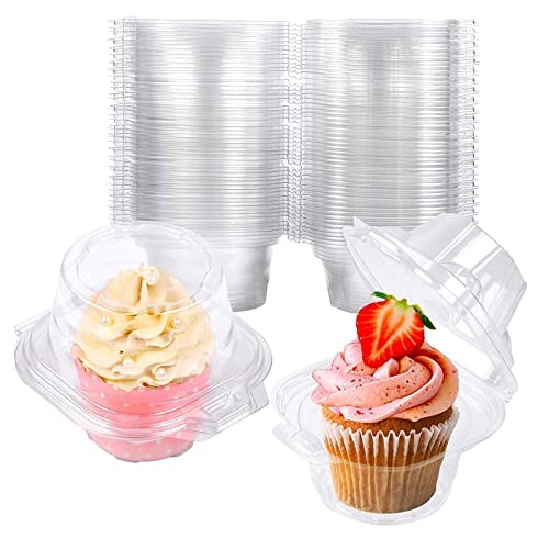 50 Pack Individual Cupcake Containers Plastic Boxes Clear