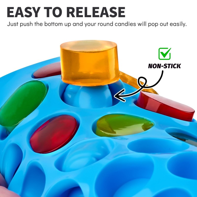 4 PCS Silicone Gummy Candy Molds, 55 Cavities Non-Stick Round Molds for Small Ha gallery