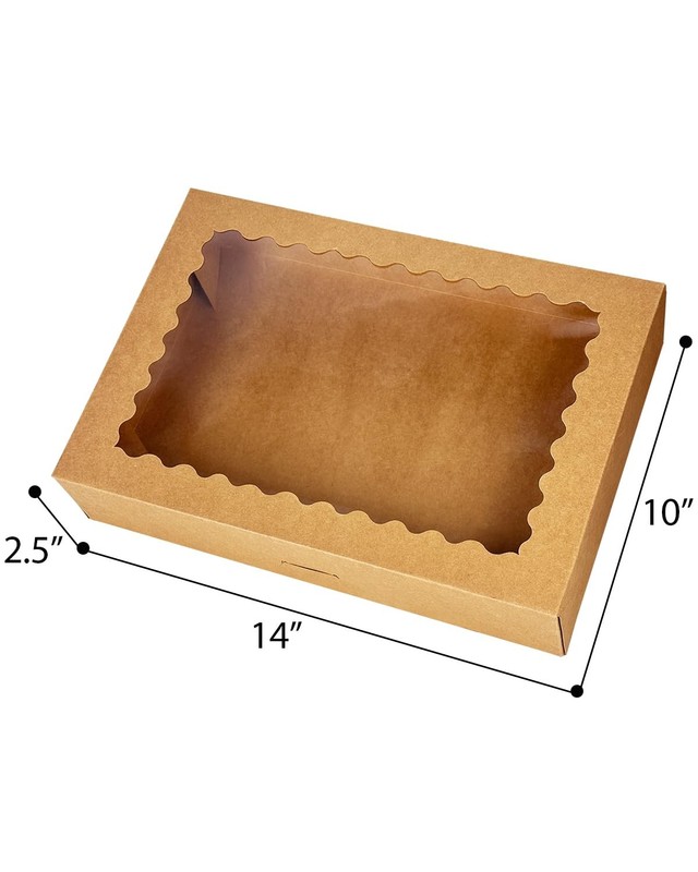 24 PCS AutoPop Up Brown Cookie Box Window 14x10x2.5" Bakery Pastry Macaron gallery
