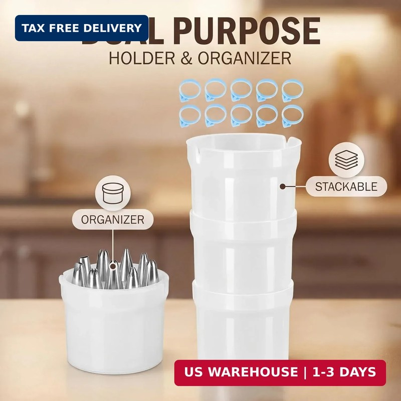 1-Pack Pastry Bag Holder Cake Decorating Supplies with Piping Tip Organizer & Pi gallery