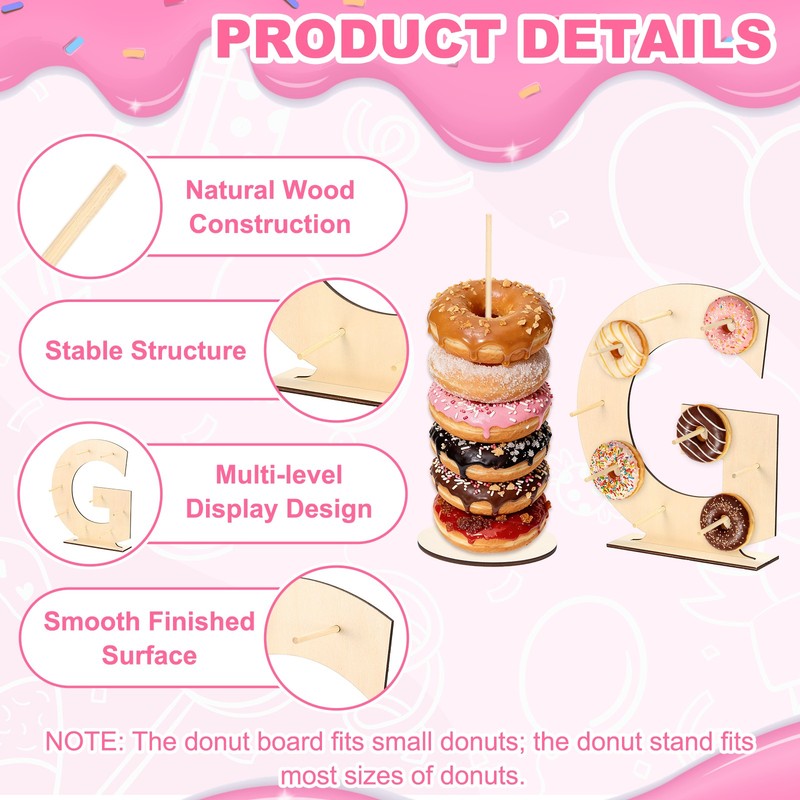 Donut Display Stand, 1Pcs Digit Donut Wall 4Pcs Round Bagel Holder, Letter g gallery