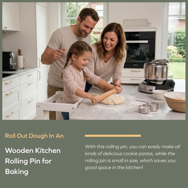 Durable 15.75-Inch Beech Wood Rolling Pin - Effortless Dough Rolling Delight gallery